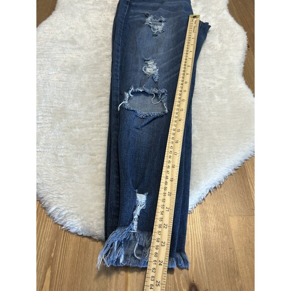 KanCan Low Rise Destroyed Distressed Skinny Jeans Sz W9/28 Med Wash Blue Jeans - Picture 12 of 12